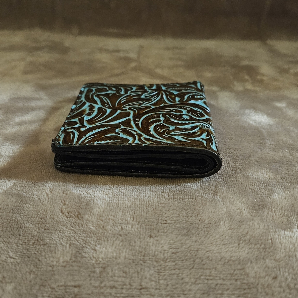 Patricia Nash Embossed Leather Wallet - Brown and Turquoise - Picture 7 of 8